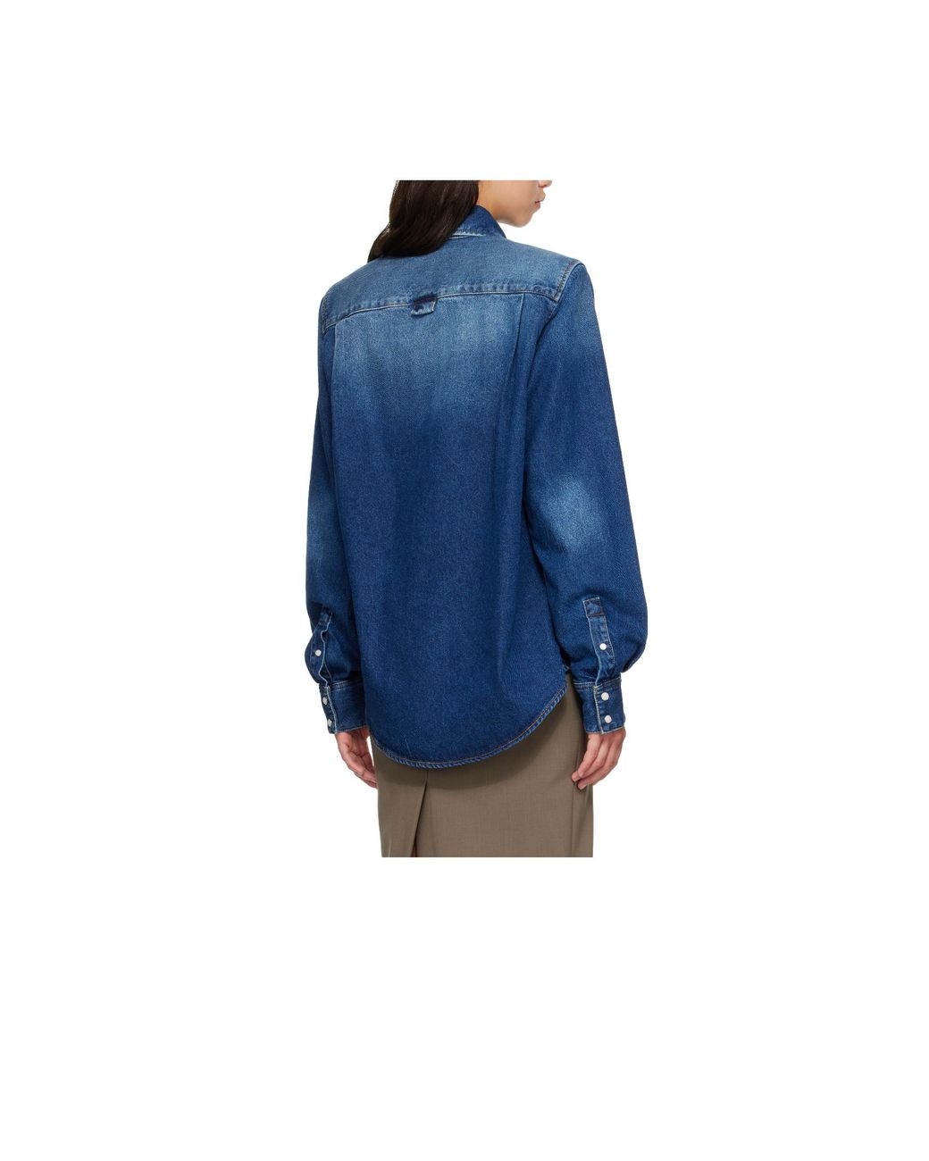 Mugler Blue Long-Sleeved Denim Shirt