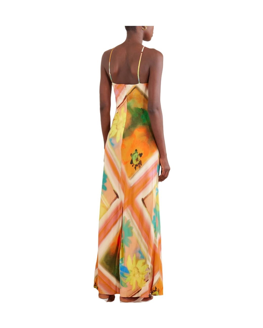 Staud Multicolor Thin Cross-Strap Satin Maxi Dress