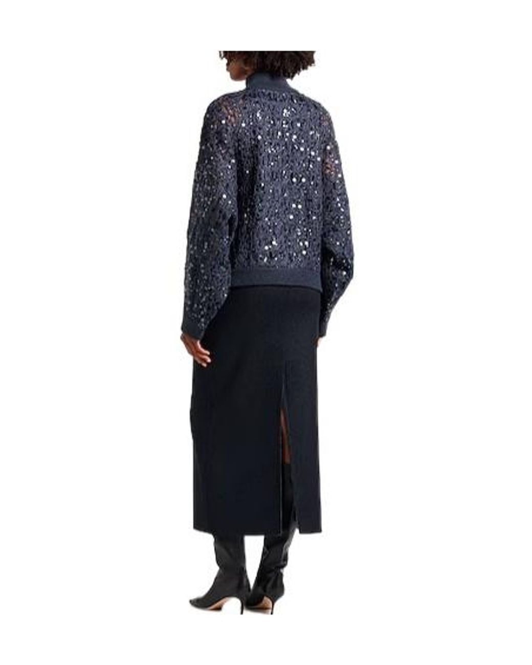 Brunello Cucinelli Blue Cardigan Mohair Wool, Polyamide, Silk, Linen, Polyester