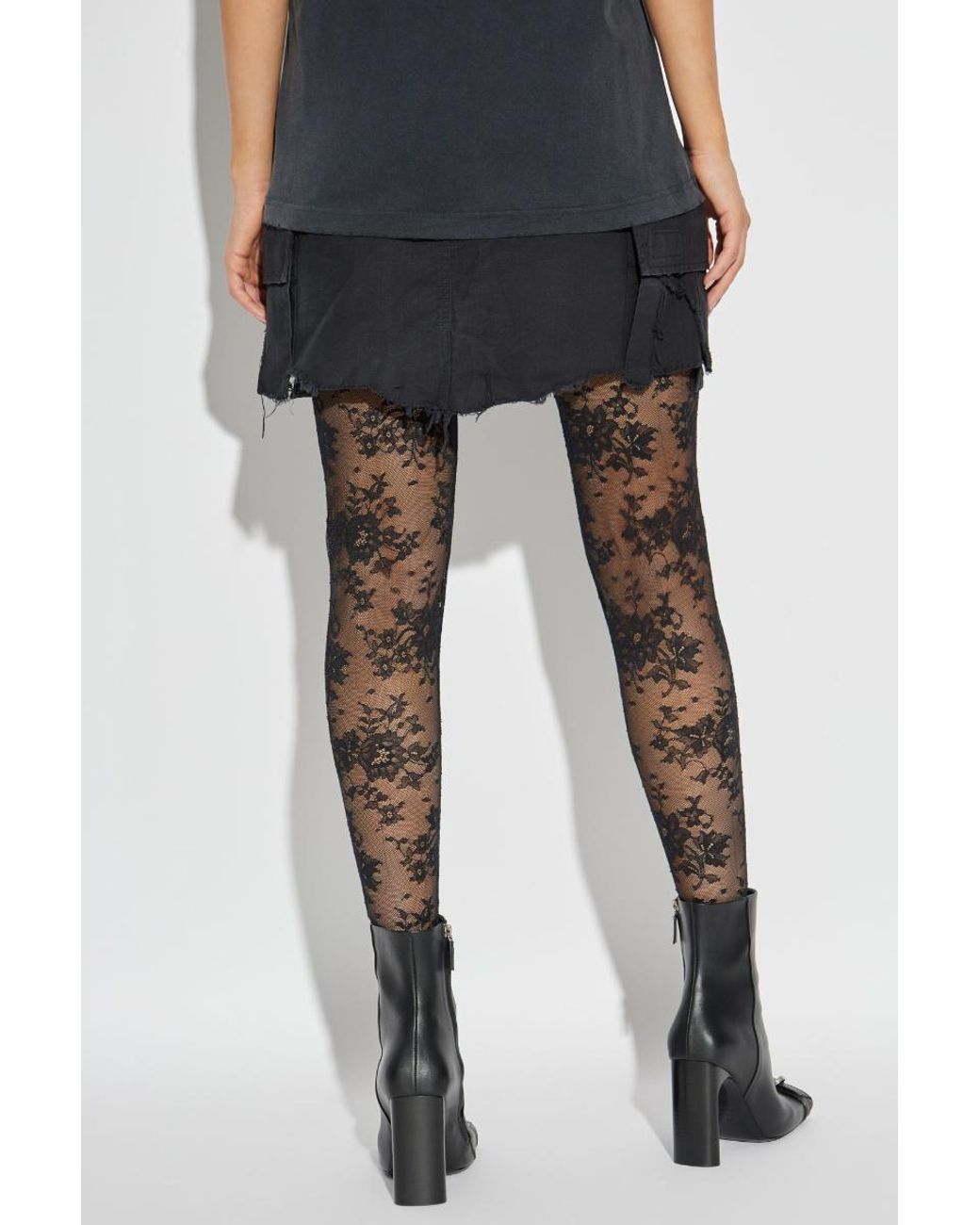 Balenciaga Black Floral Lace Tights