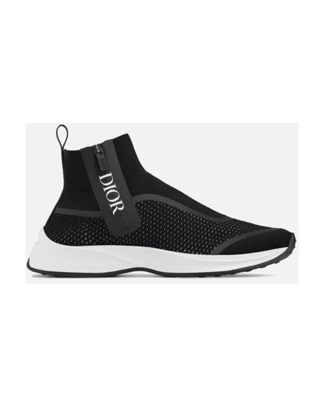 Dior Black Printed Logo High-Top Casual Sneakers for men
