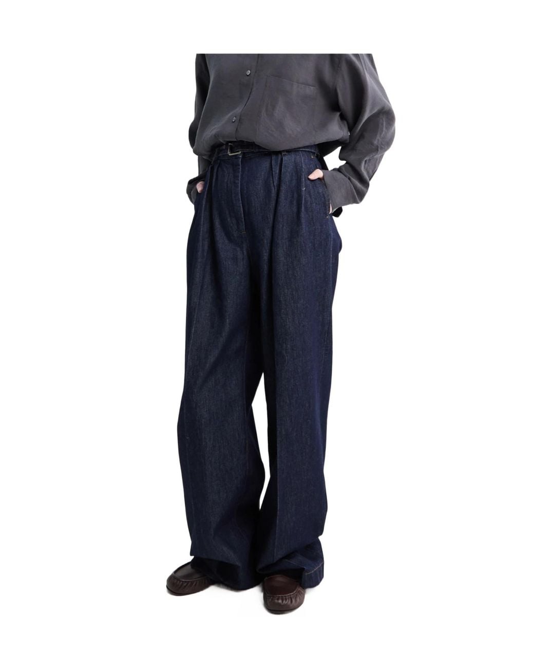 Dries Van Noten Blue Peaches Pleated Jeans