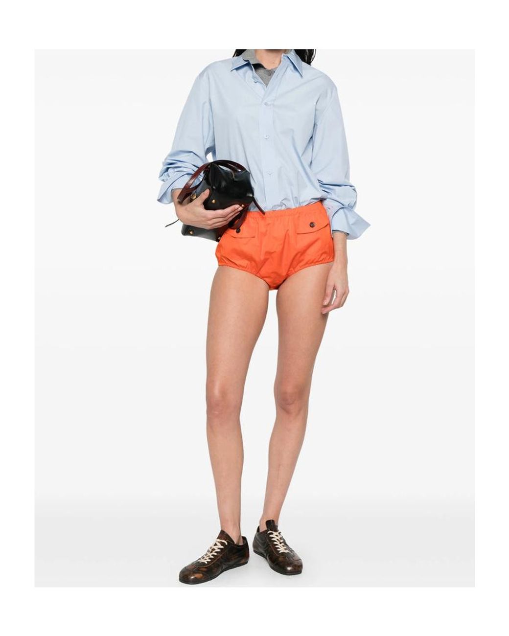 Prada Orange Popline Pocket Shorts for men