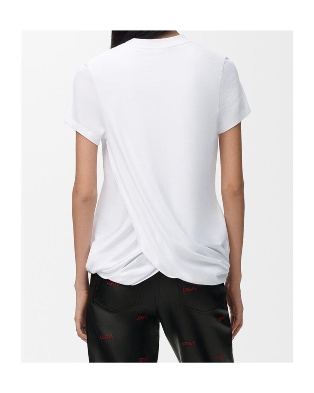 Loewe White Asymmetric Draped T-Shirt