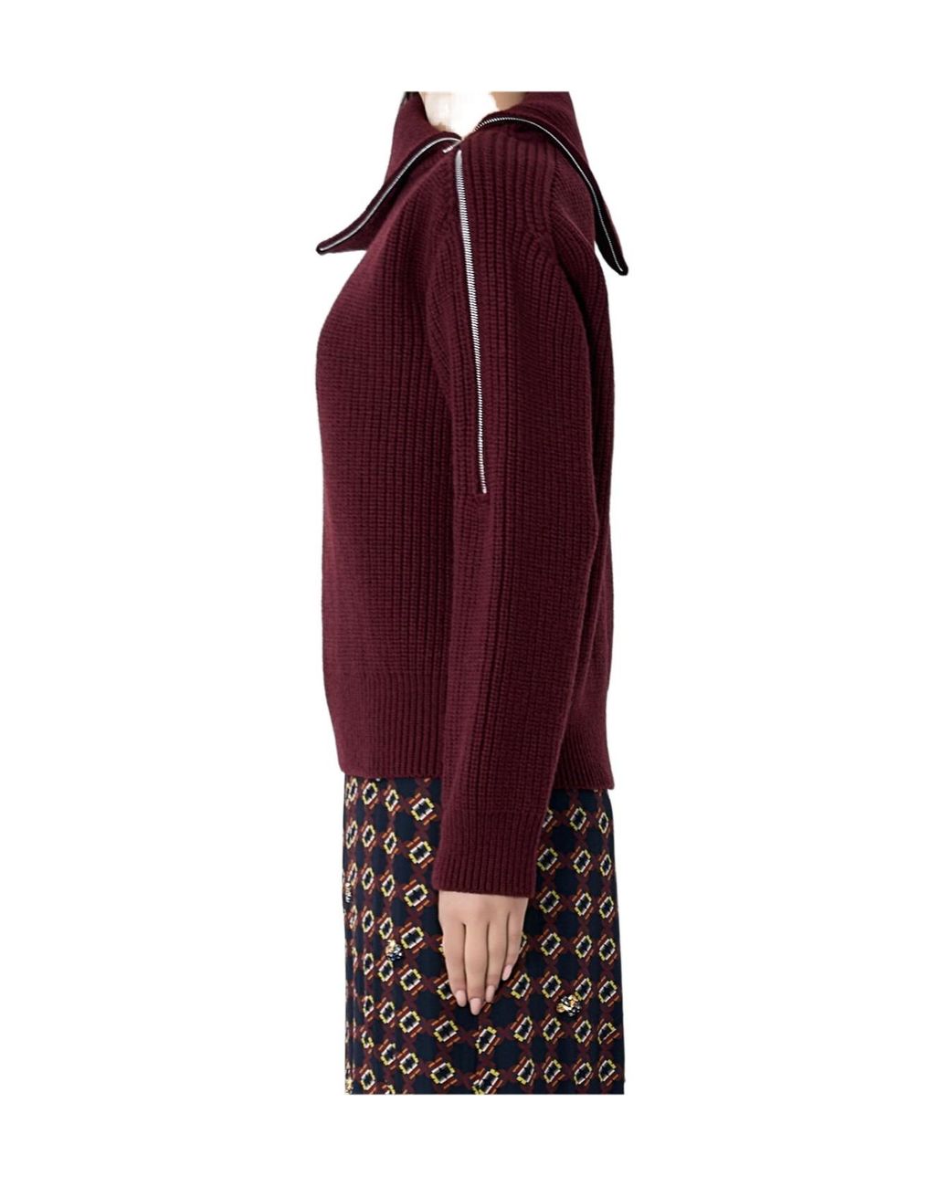 Dries Van Noten Red Zip-Collar Sweater