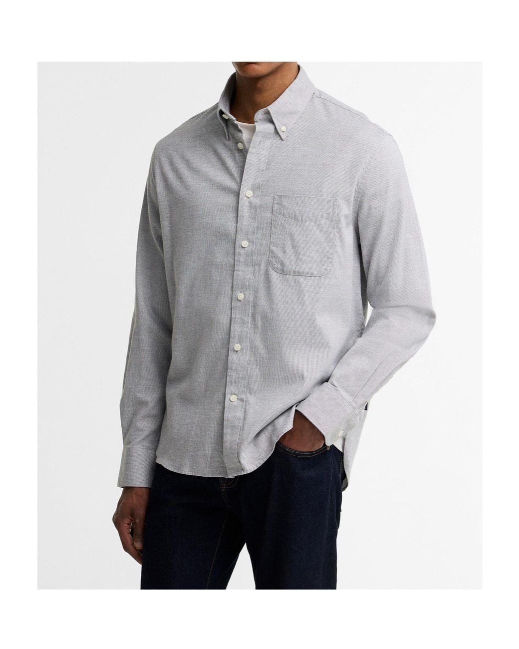 Barbour Gray Button-Down Long Sleeve Shirt for men