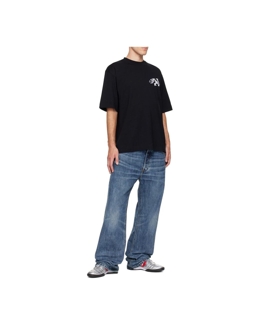 Off-White c/o Virgil Abloh Black Stroke Arrow Skate Logo T-Shirt for men