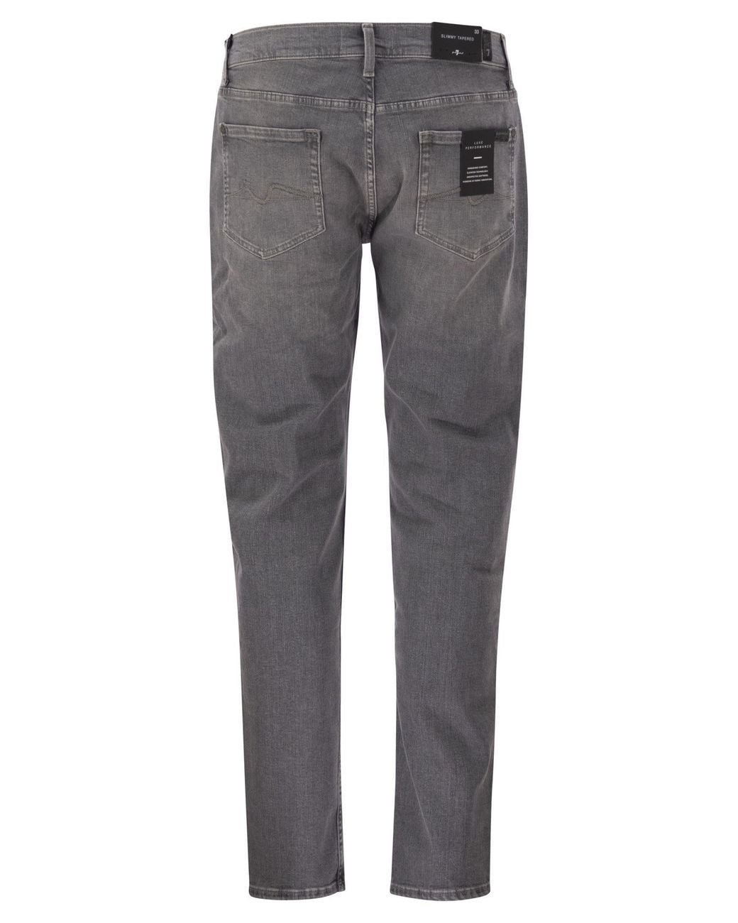 7 For All Mankind Gray Slimmy Tapered Jeans for men