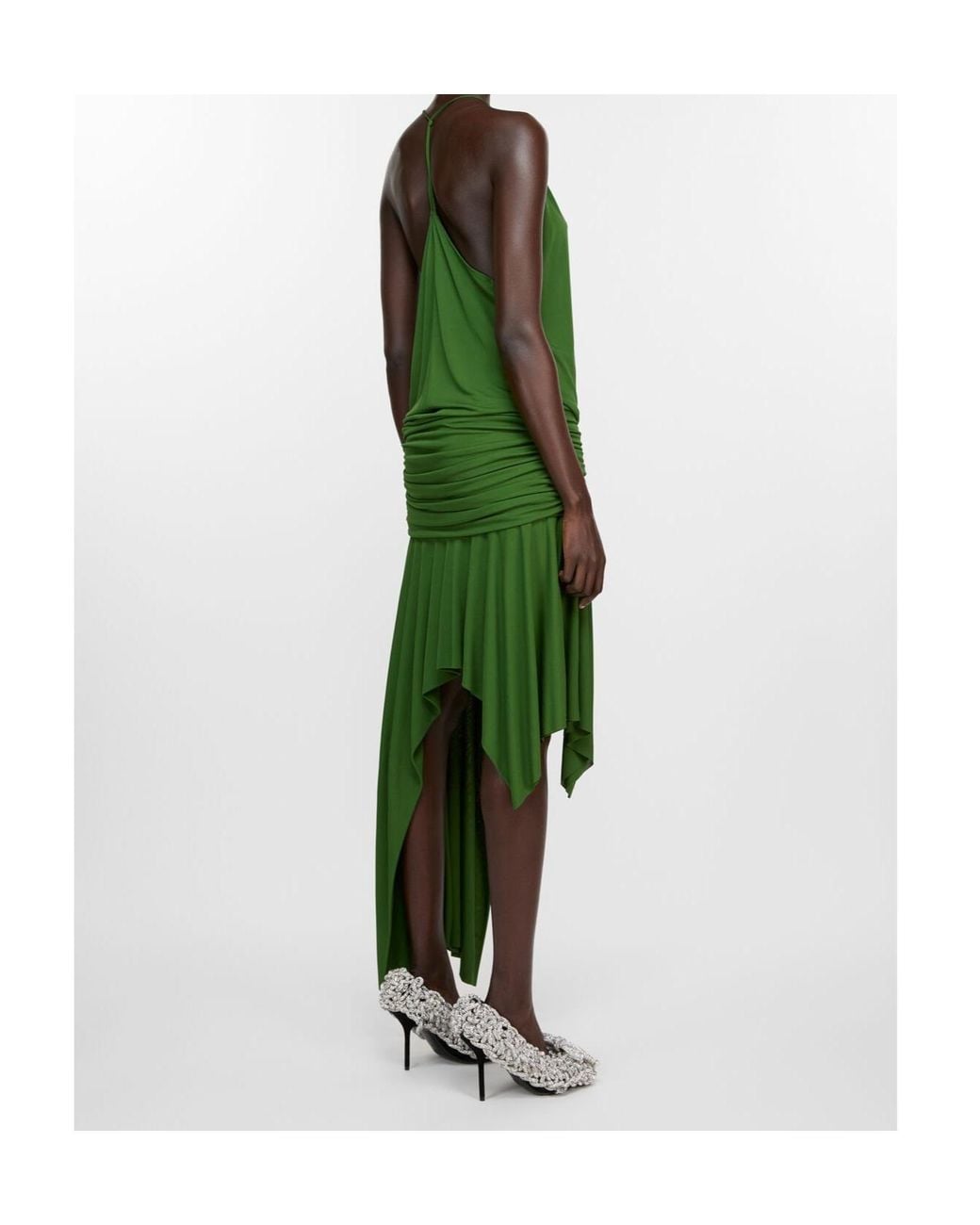 Acne Green Dikata Draped Midi Dress