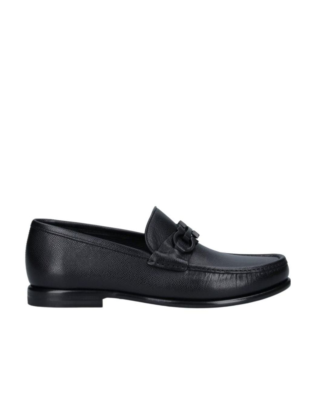 Ferragamo Black Round-Toe Slip-On Loafers for men