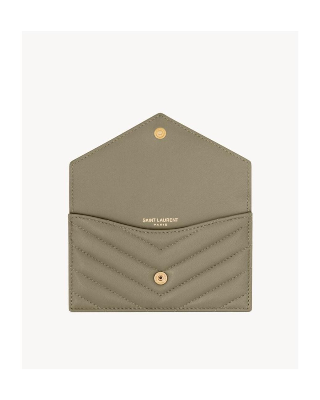 Saint Laurent Gray Cassandre Matelassé Card Case