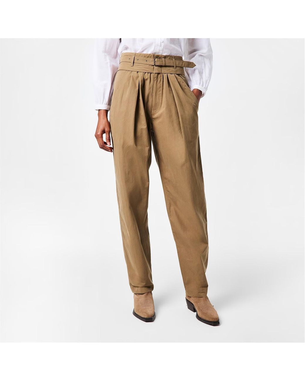 Isabel Marant Natural Wide-Leg Casual Pants
