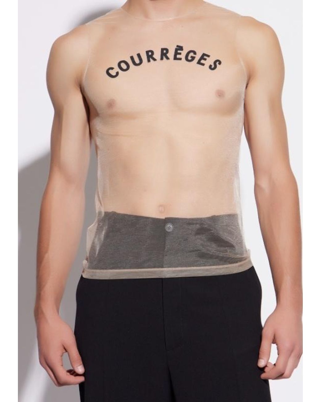 Courreges White Round Neck Sleeveless Vest for men