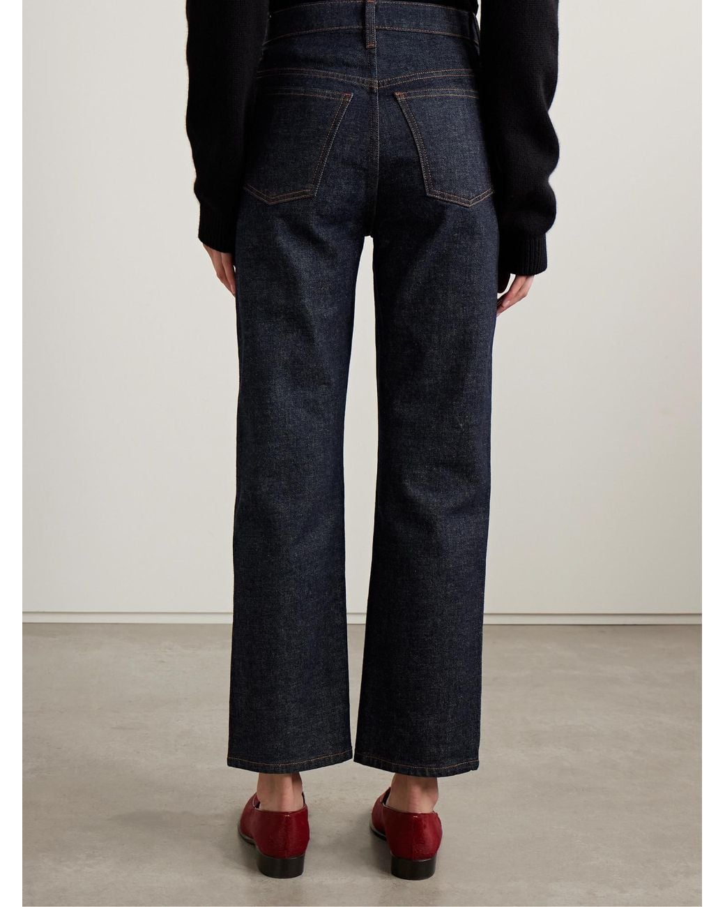 Khaite Blue High-Waisted Straight-Leg Jeans