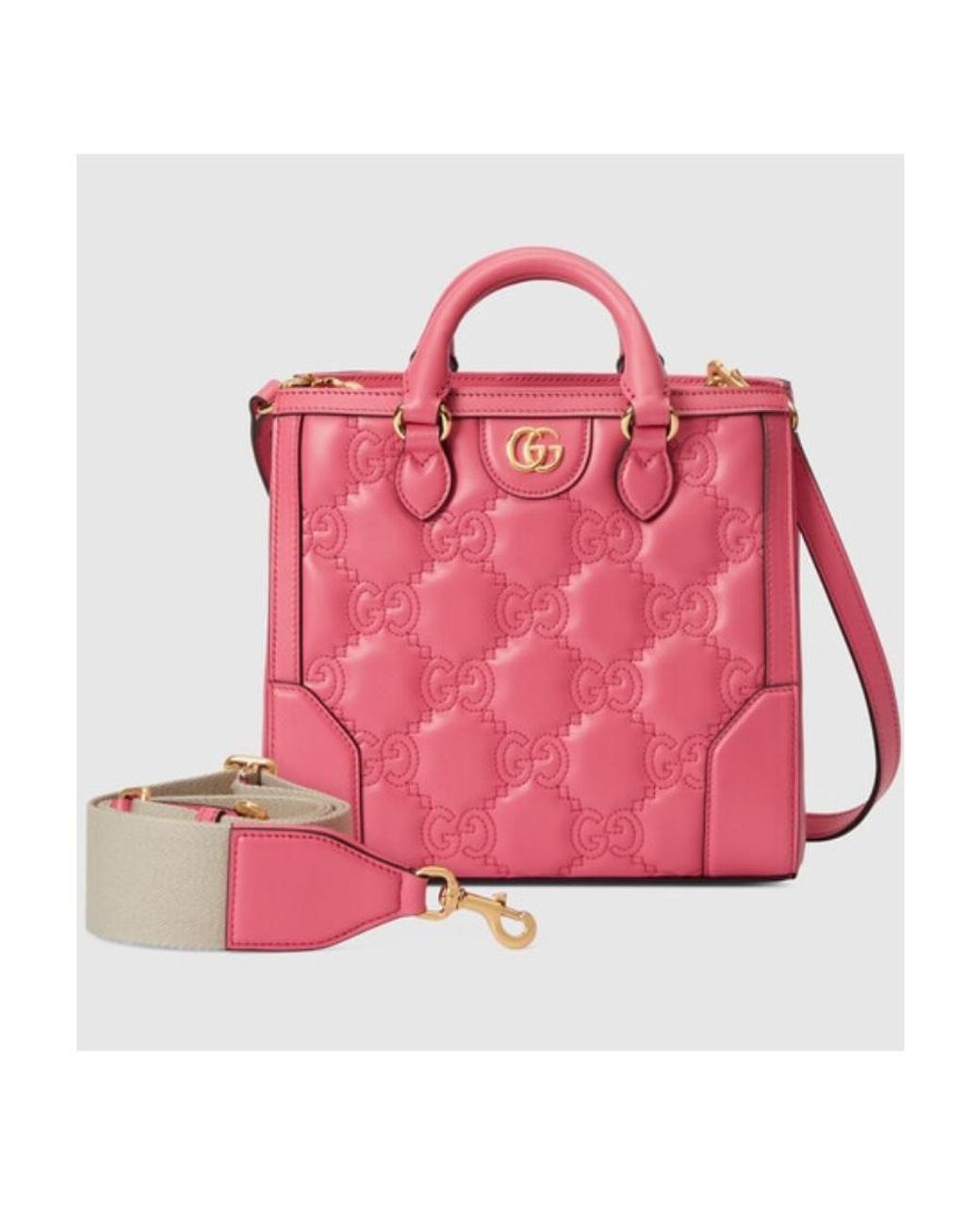 Gucci Pink Gg Logo-Matelassé Tote Bag
