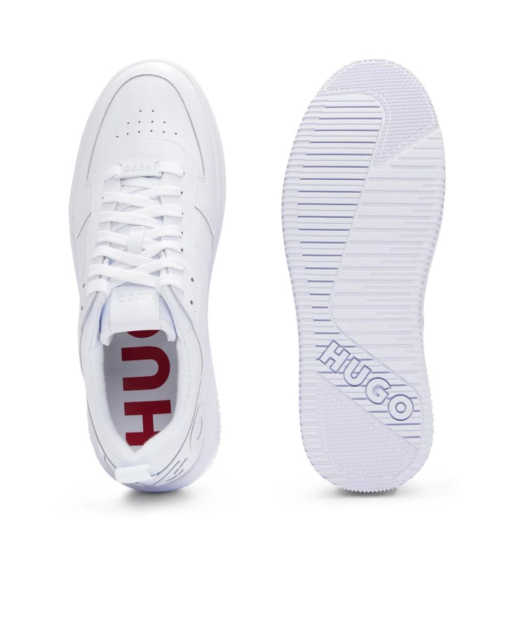 Boss White Logo-Embossed Low-Top Sneakers for men