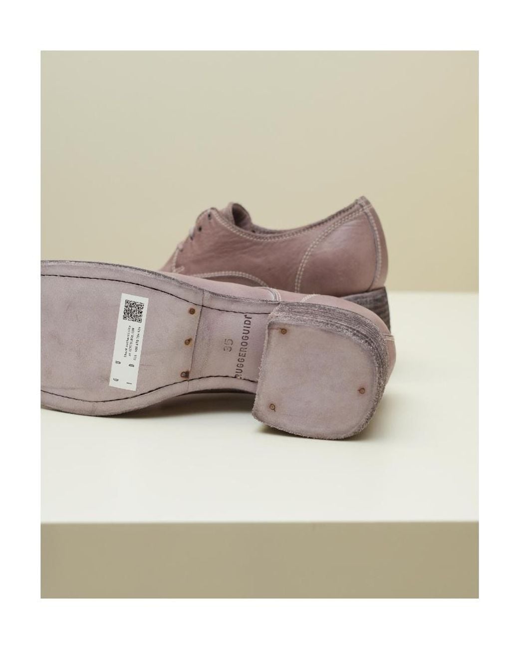 Guidi Brown Tie Business Dress Shoes With Thick Heels