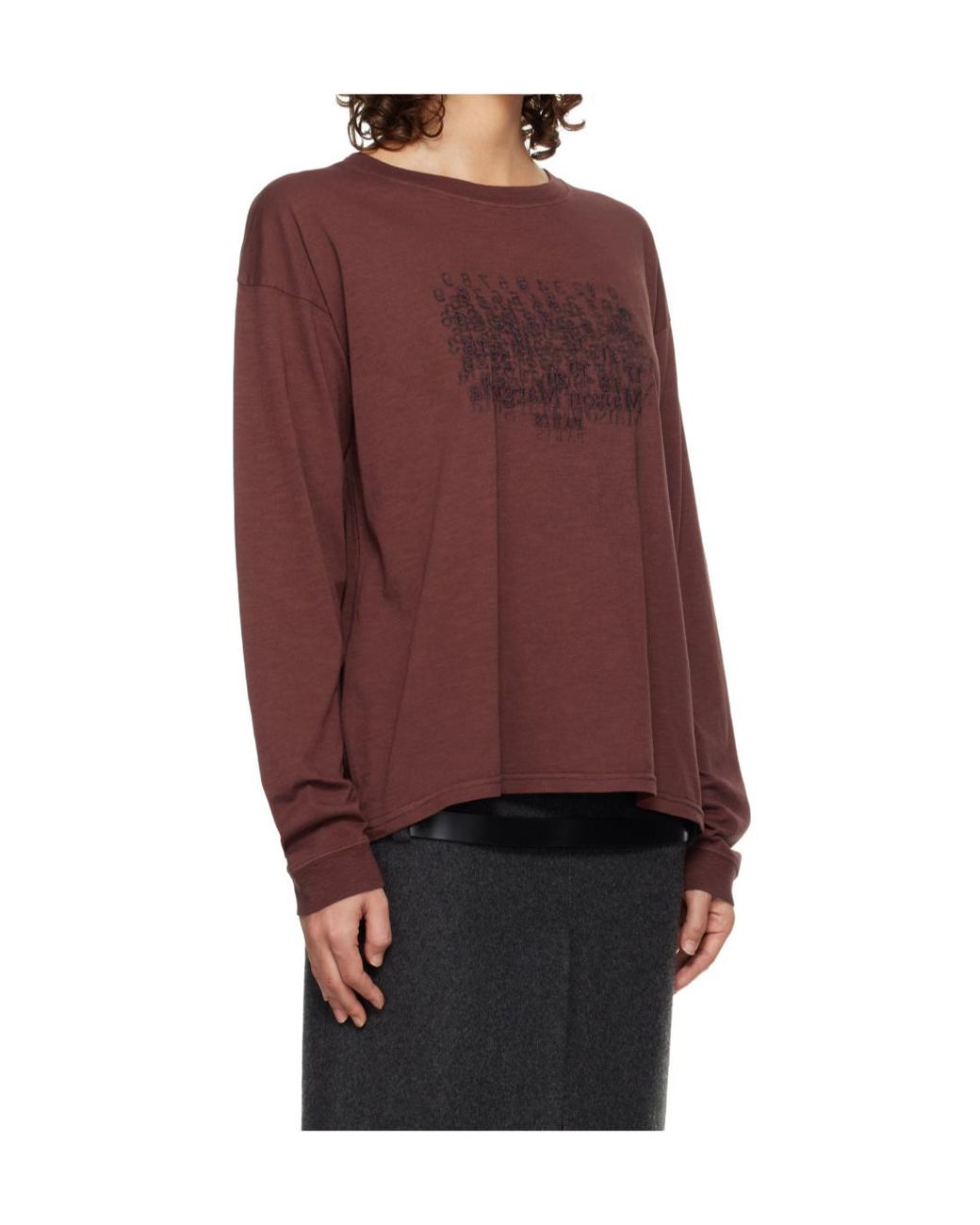 Maison Margiela Brown Logo Embroidered T-Shirt