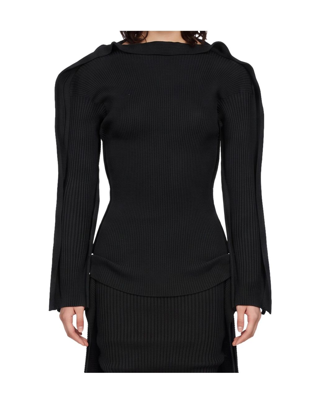 Issey Miyake Black Prance Ribbed Knitted Top