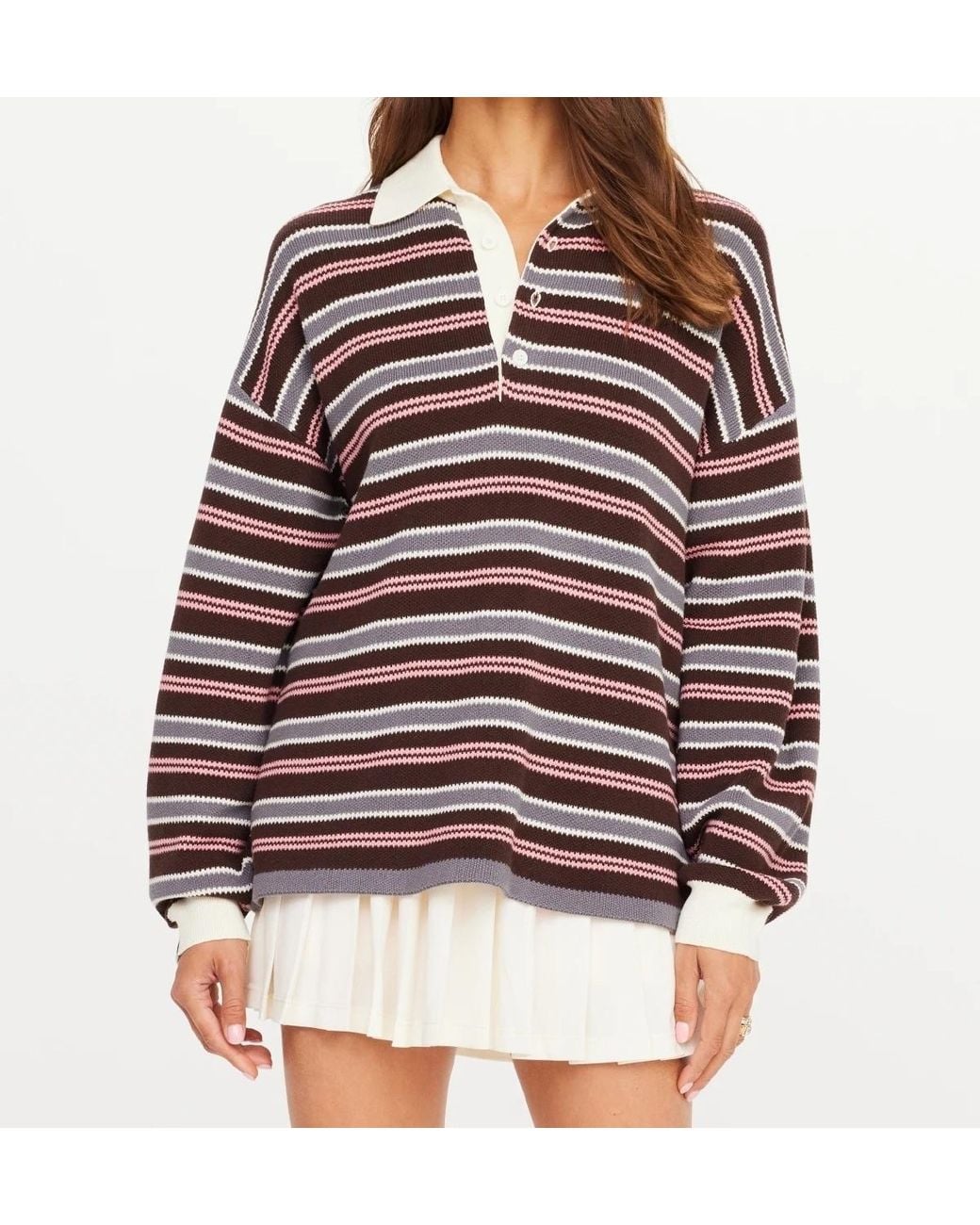 The Upside Red Wonder Striped Knitted Polo Top