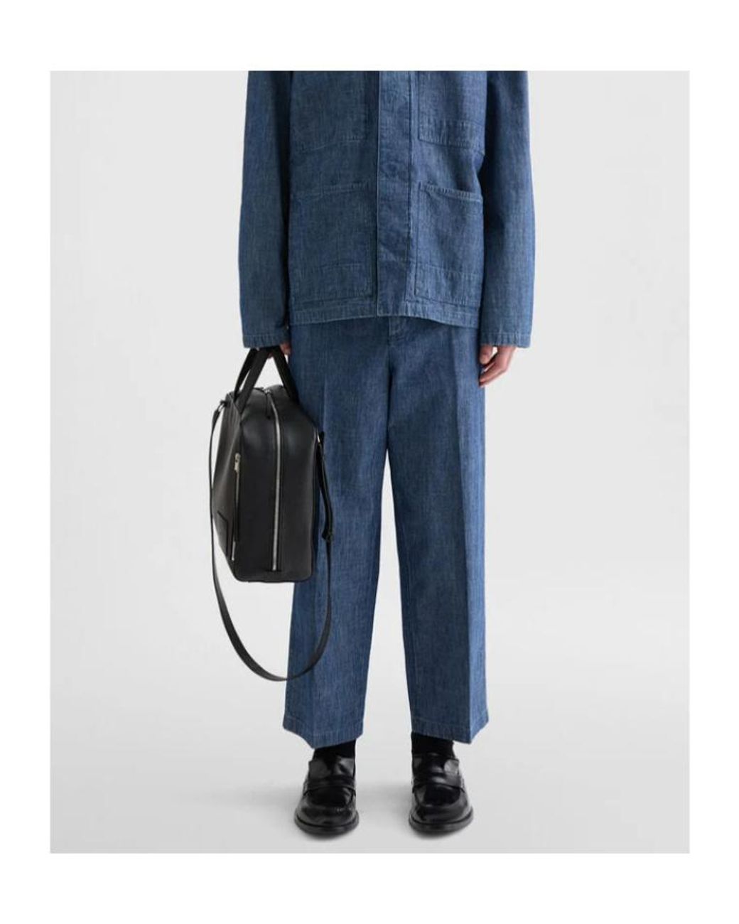 Jil Sander Blue Chambray Tapered Trousers for men