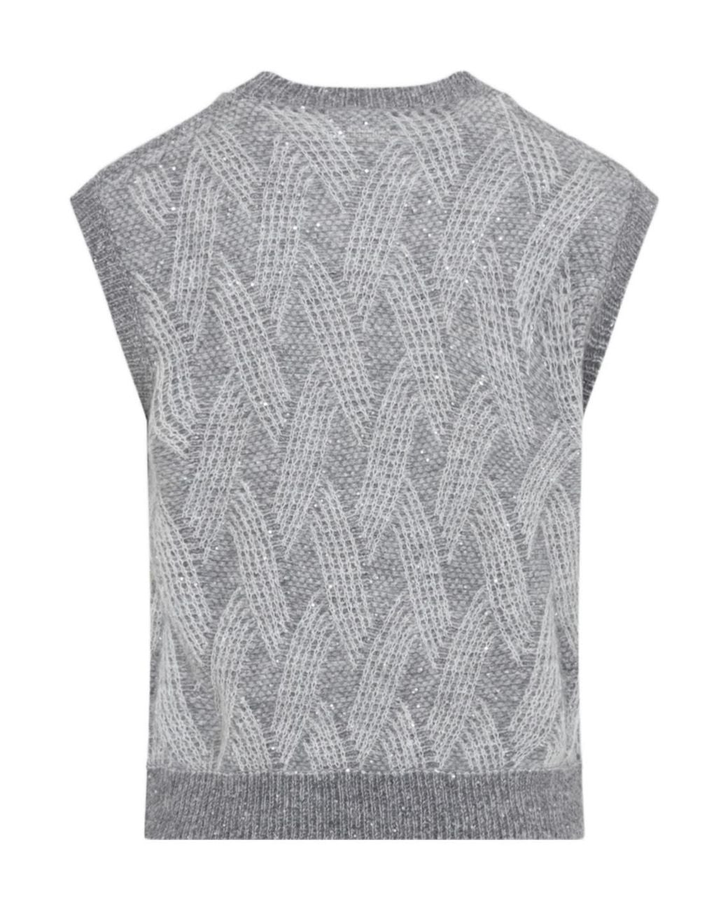 Peserico Gray Sequind Sleeveless Jumper