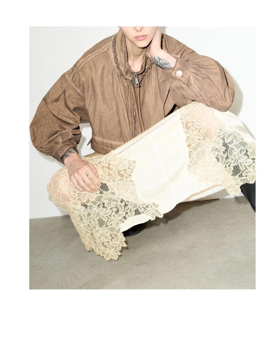 MAX&Co. Natural Oversized Nylon Bomber Jacket