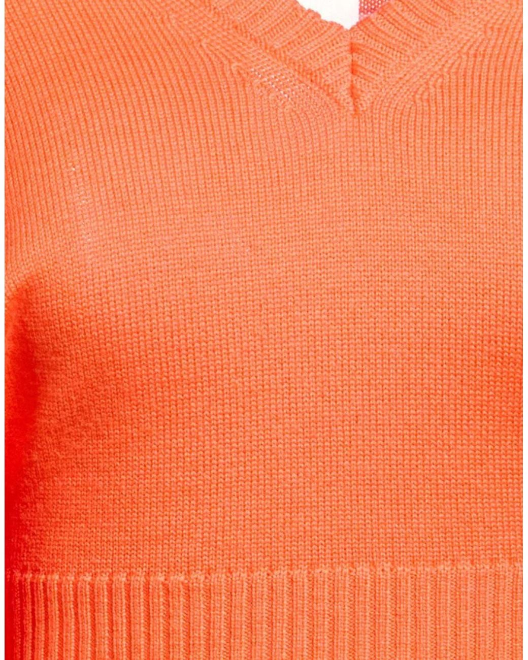 Sportmax Orange Solid-Color Wool Knit Top
