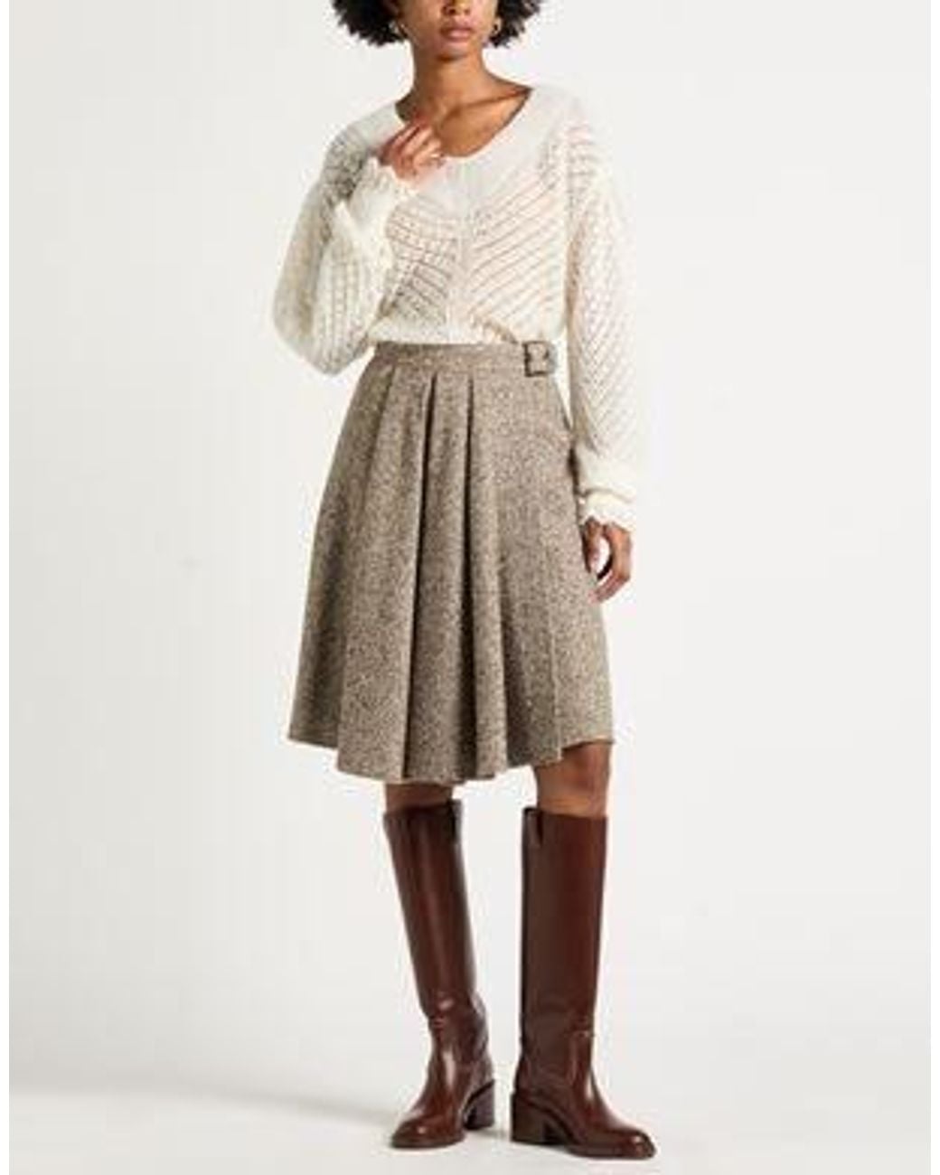 Brunello Cucinelli Brown Minimalist Stylish Wrap Skirt