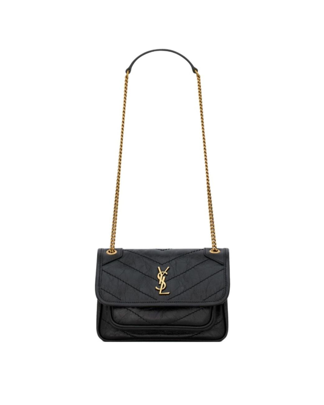 Saint Laurent White Niki Foldover Top Mini Shoulder Bag