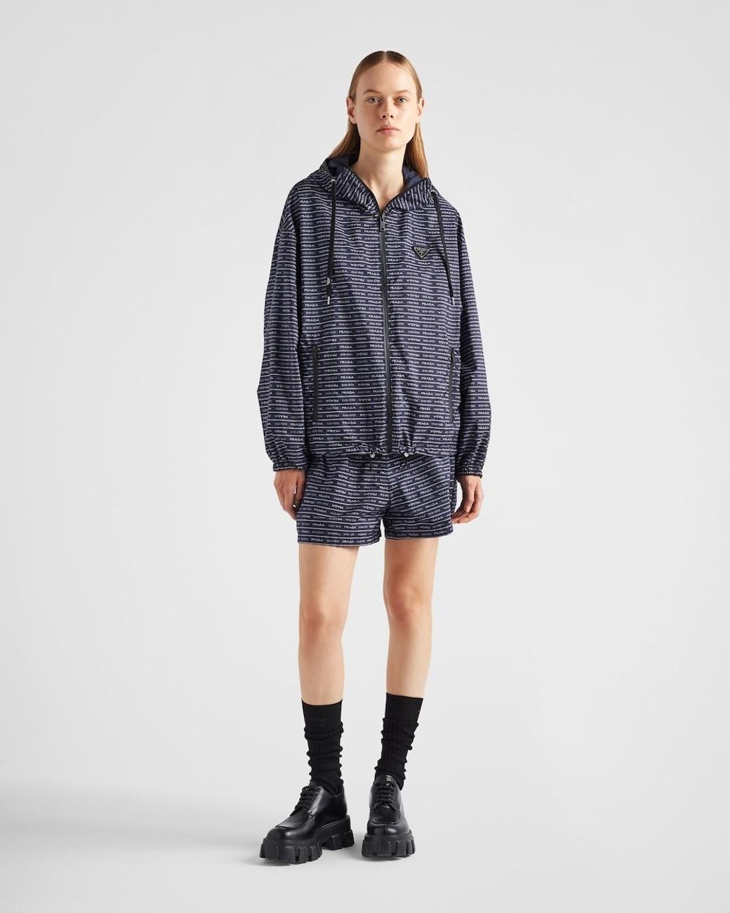 Prada Blue Zippered Casual Jacket