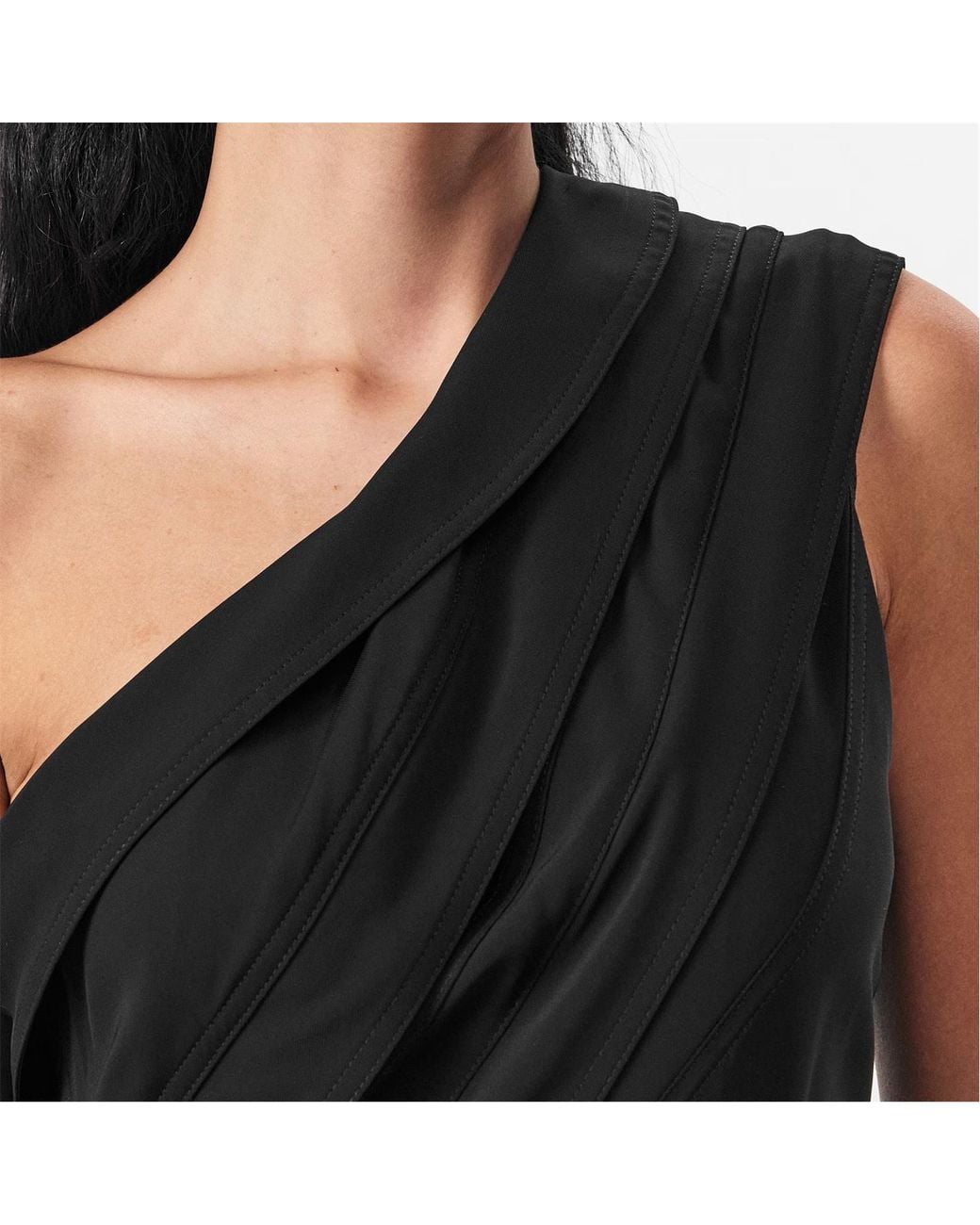 Bottega Veneta Black Asymmetrical Pleated Cover-Up