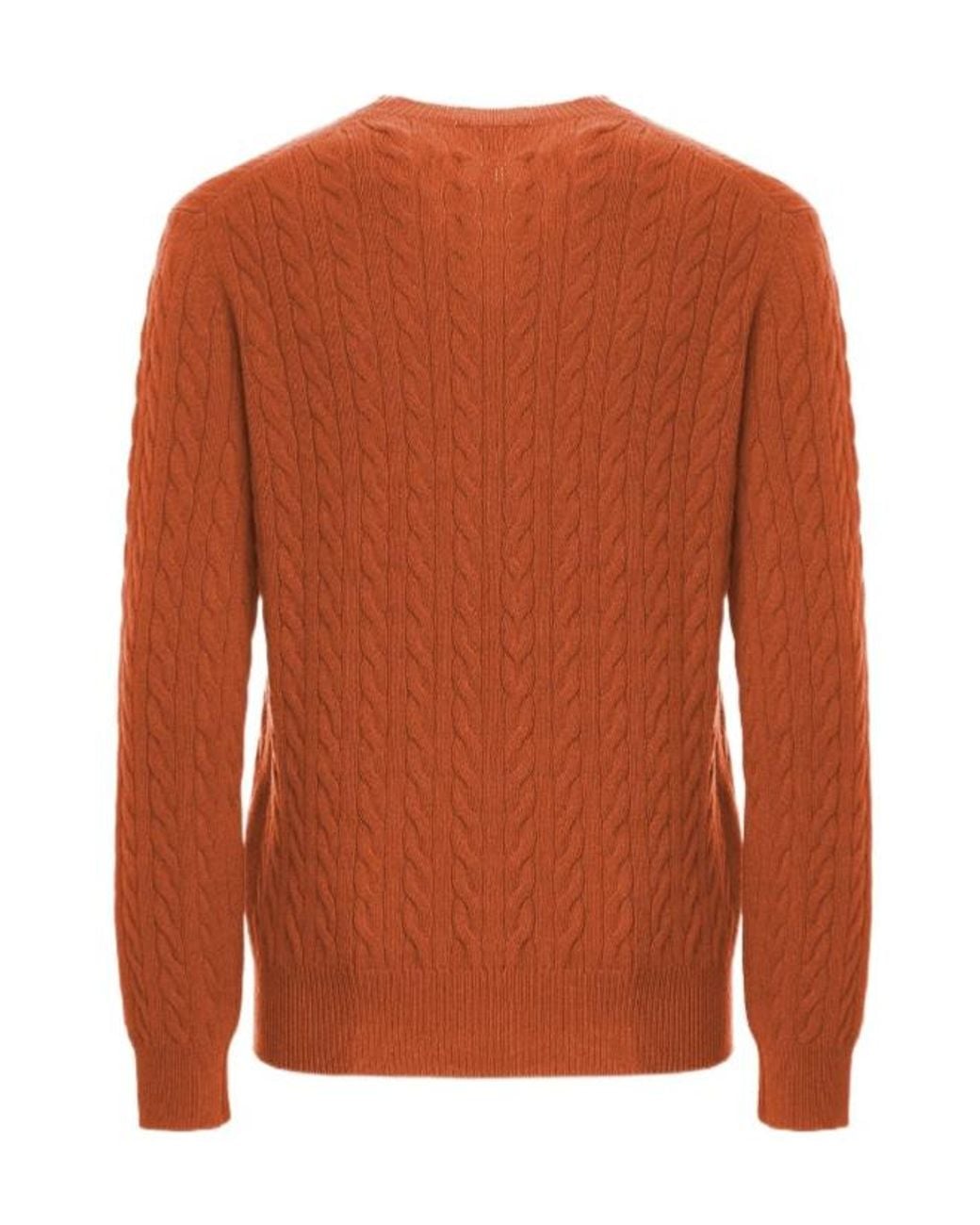 Malo Brown Cable-Knit Cashmere Sweater for men