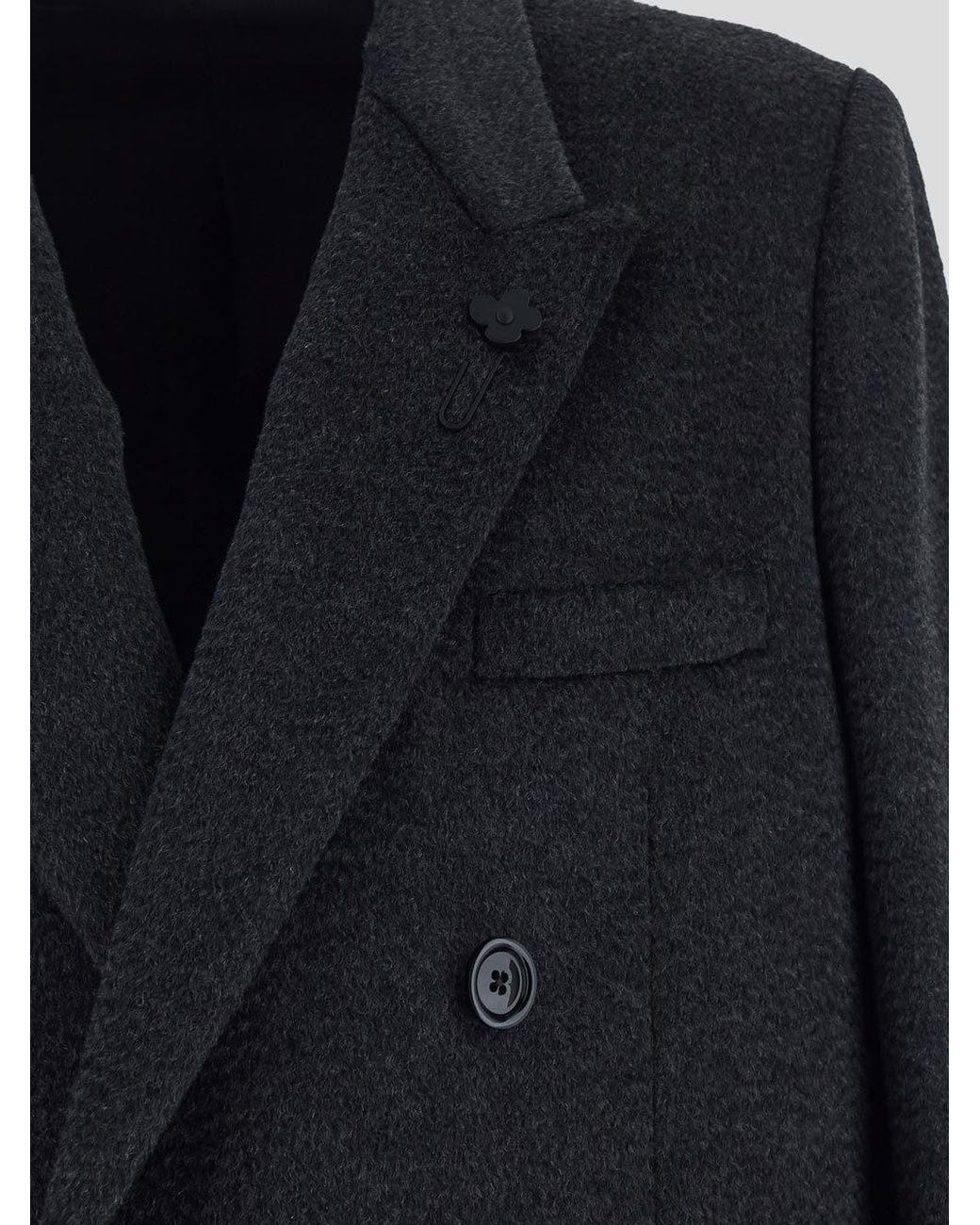 Lardini Black Double-Breasted Tailored Coat for men