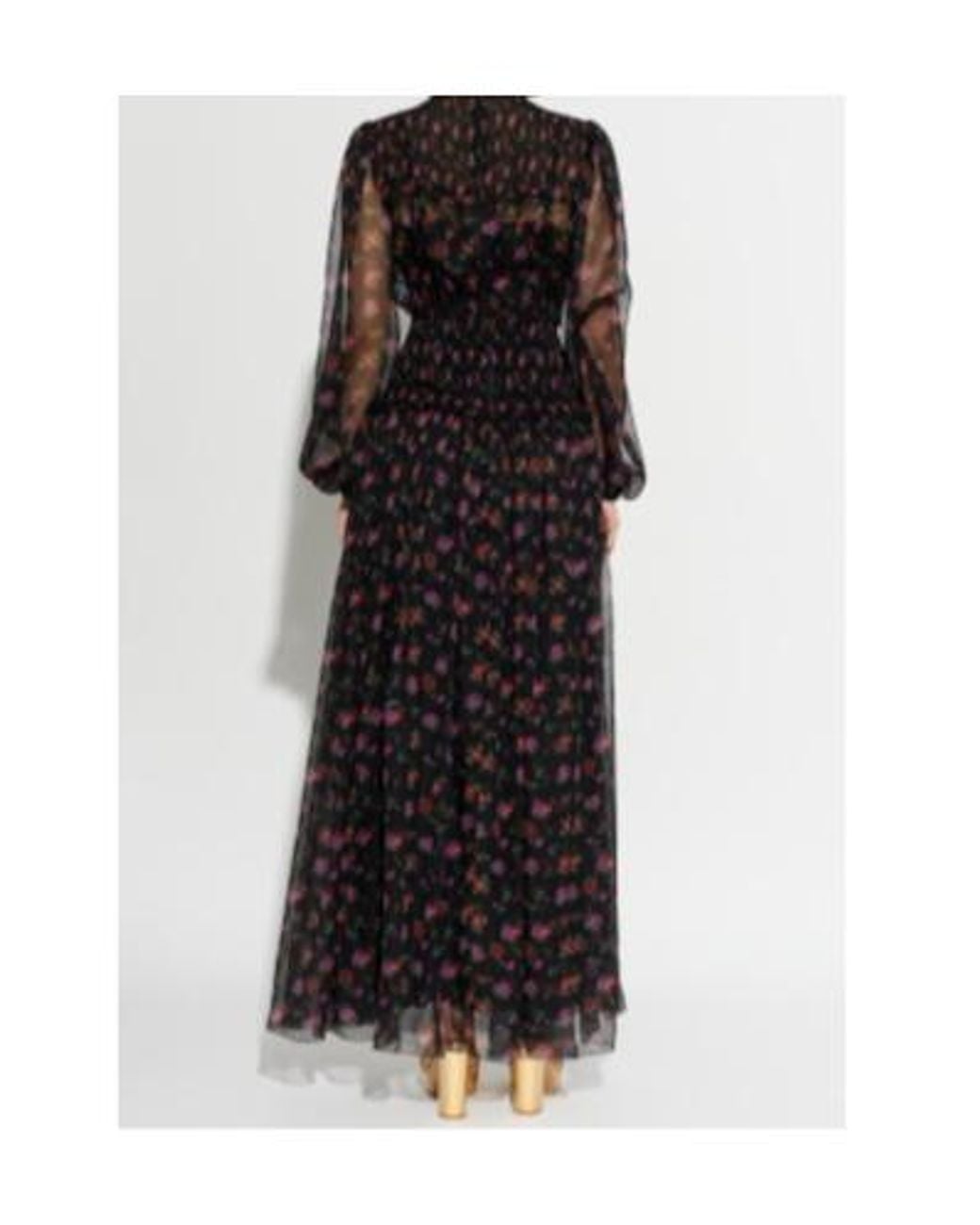 Dolce & Gabbana Black Floral Printed Midi Dress