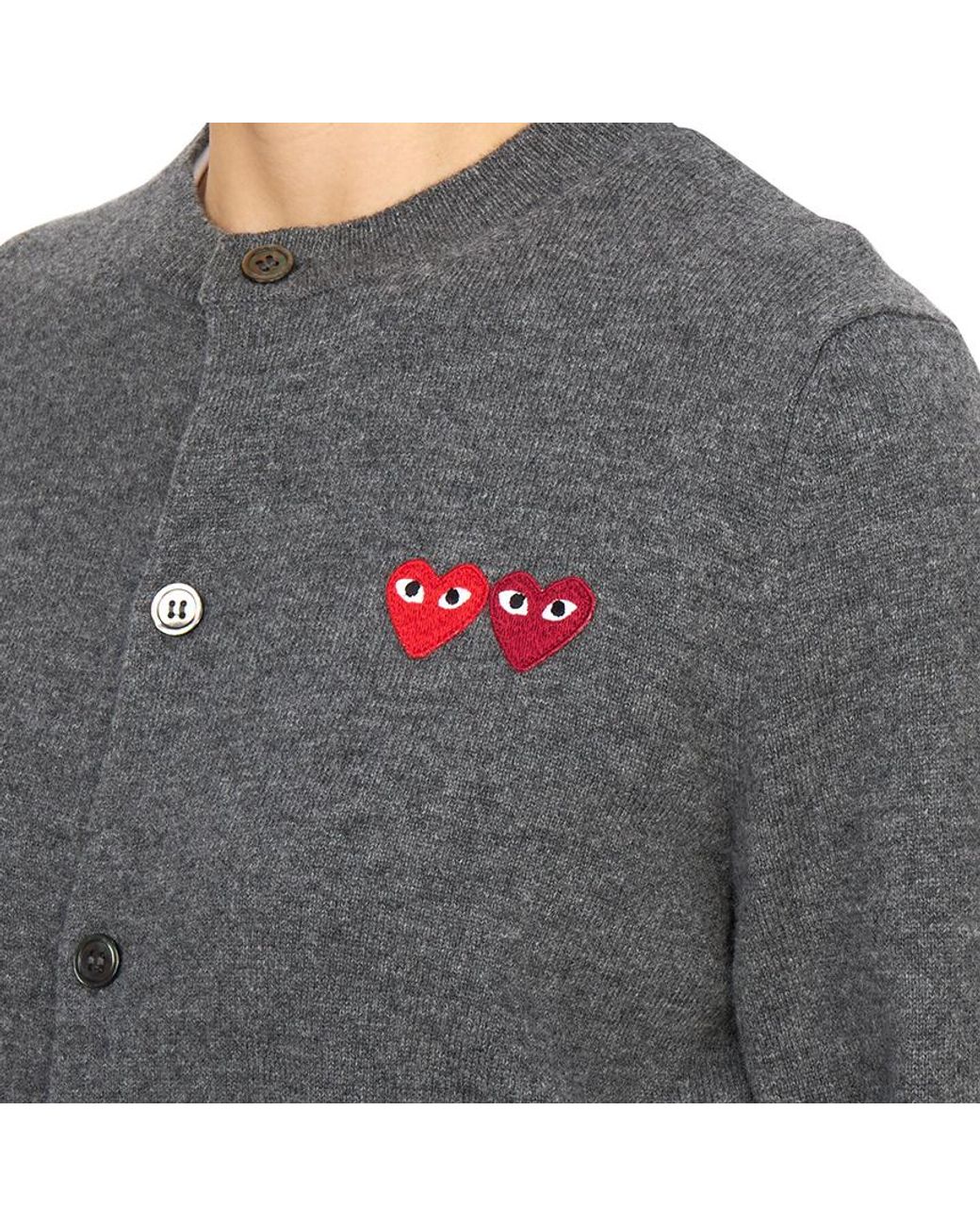COMME DES GARÇONS PLAY Gray Comme Des Garçons Play Crewneck Knitted Cardigan for men