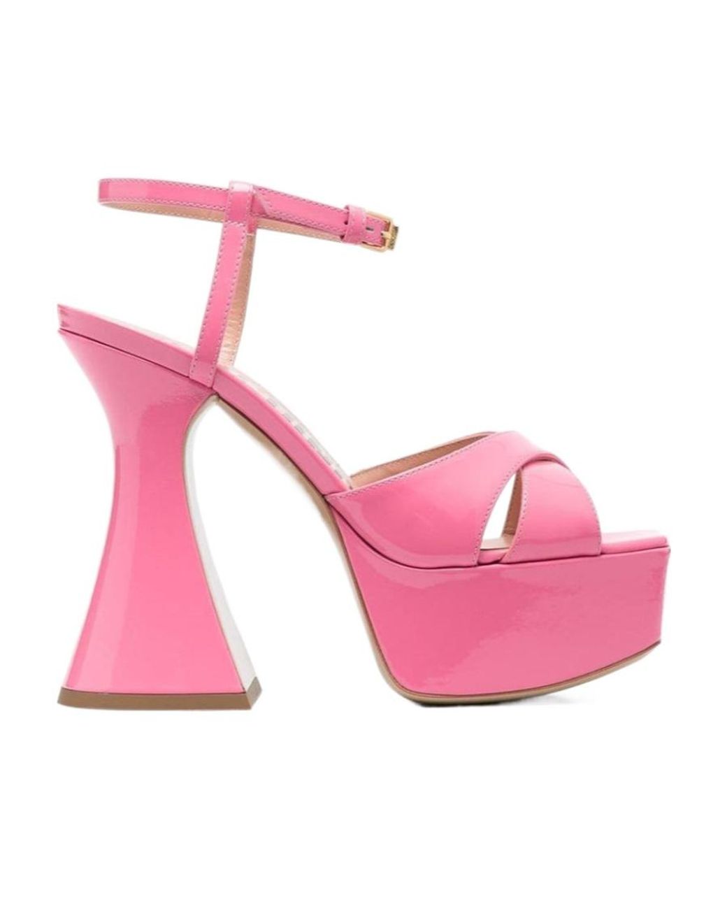 Moschino Pink Crossover Strapped Platform Sandals