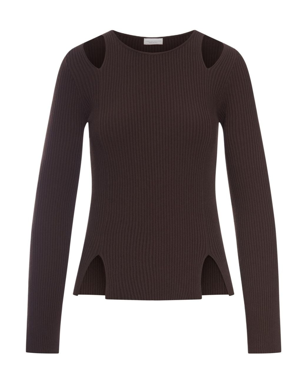Roberto Collina Brown Cut-Out Knitted Sweater