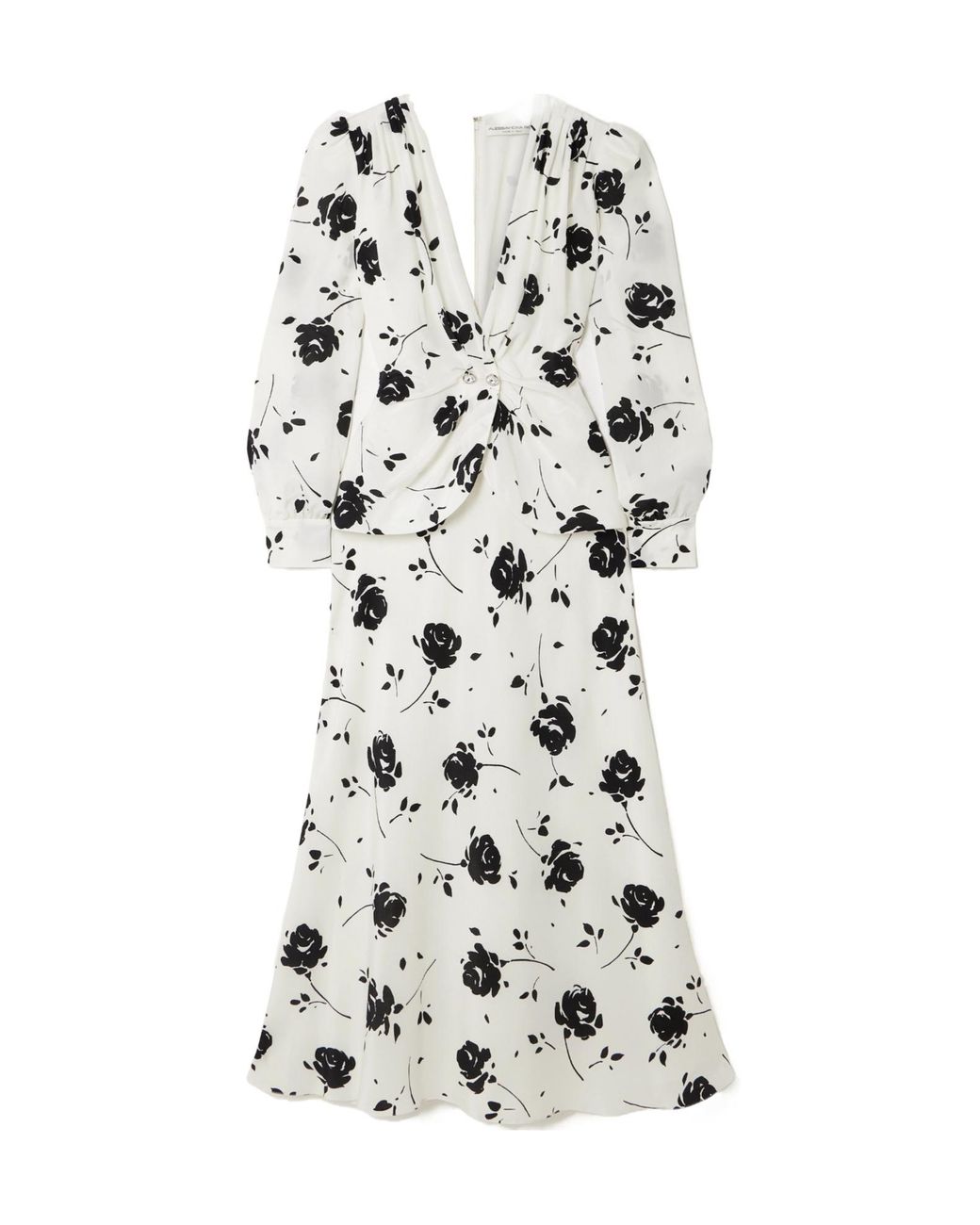 Alessandra Rich White Floral Silk Dress