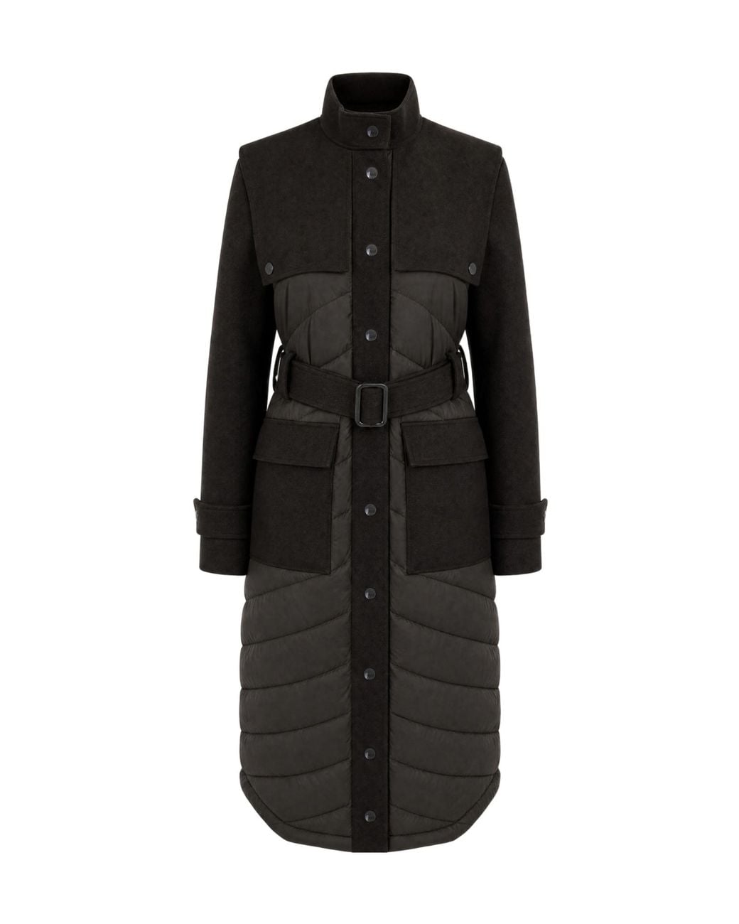 Patrizia Pepe Black Quilted Panelled Coat
