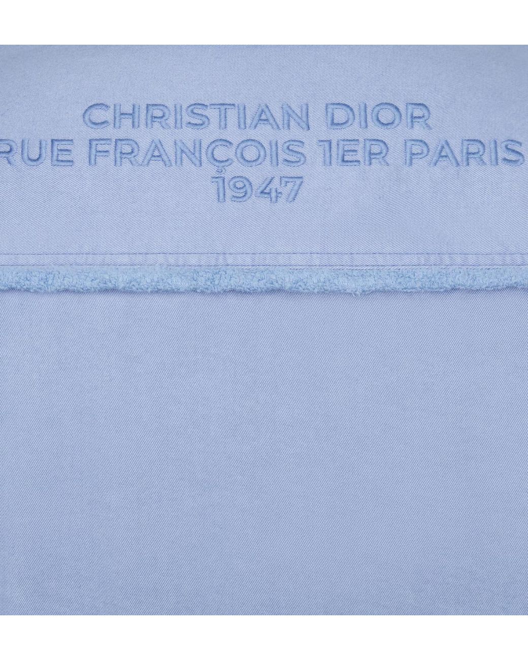Dior Blue Homme 1947 Logo Embroidered Long-Sleeved Overshirt for men