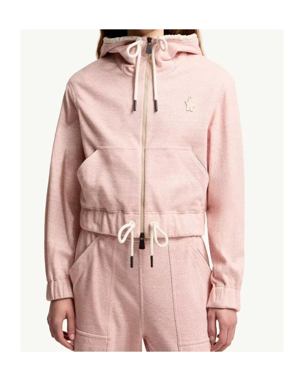 Moncler Pink Grenoble Zip-Up Drawstring Hoodie