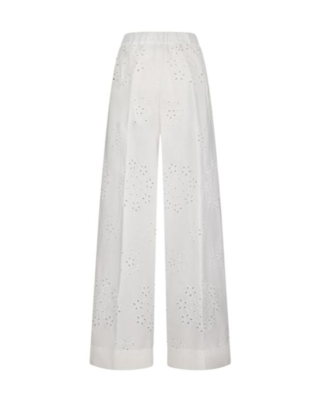 Herno White Broderie Anglaise Wide-Leg Pants