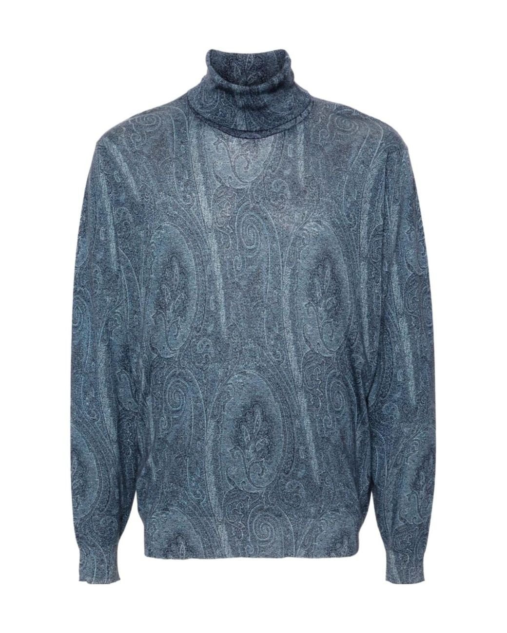 Etro Blue Paisley-Jacquard Sweater for men