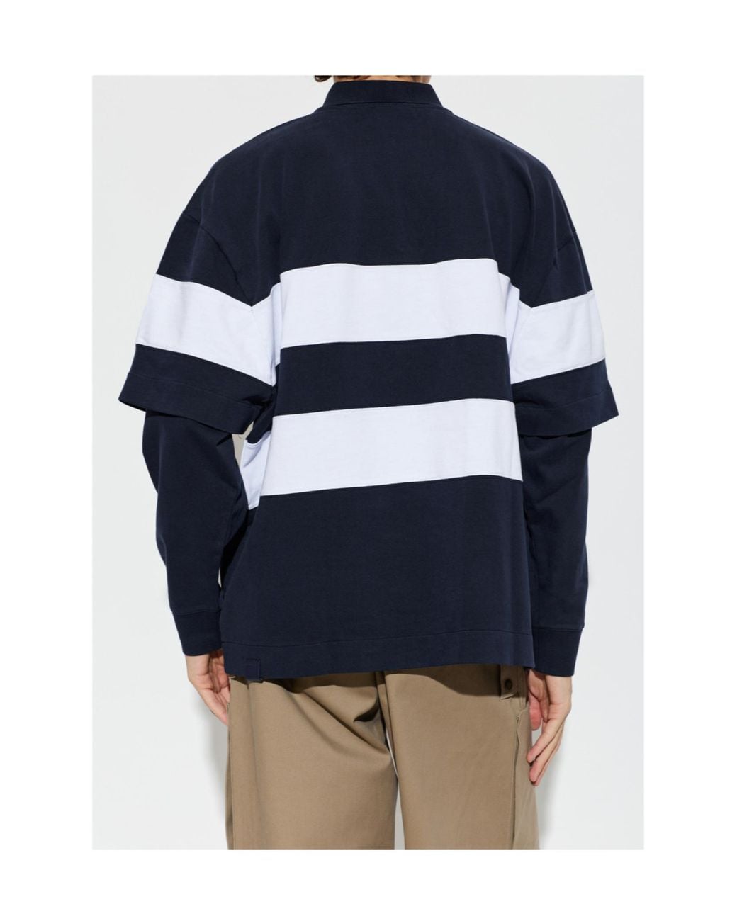 DARKPARK Blue Zack Striped Long-Sleeve Polo Shirt for men