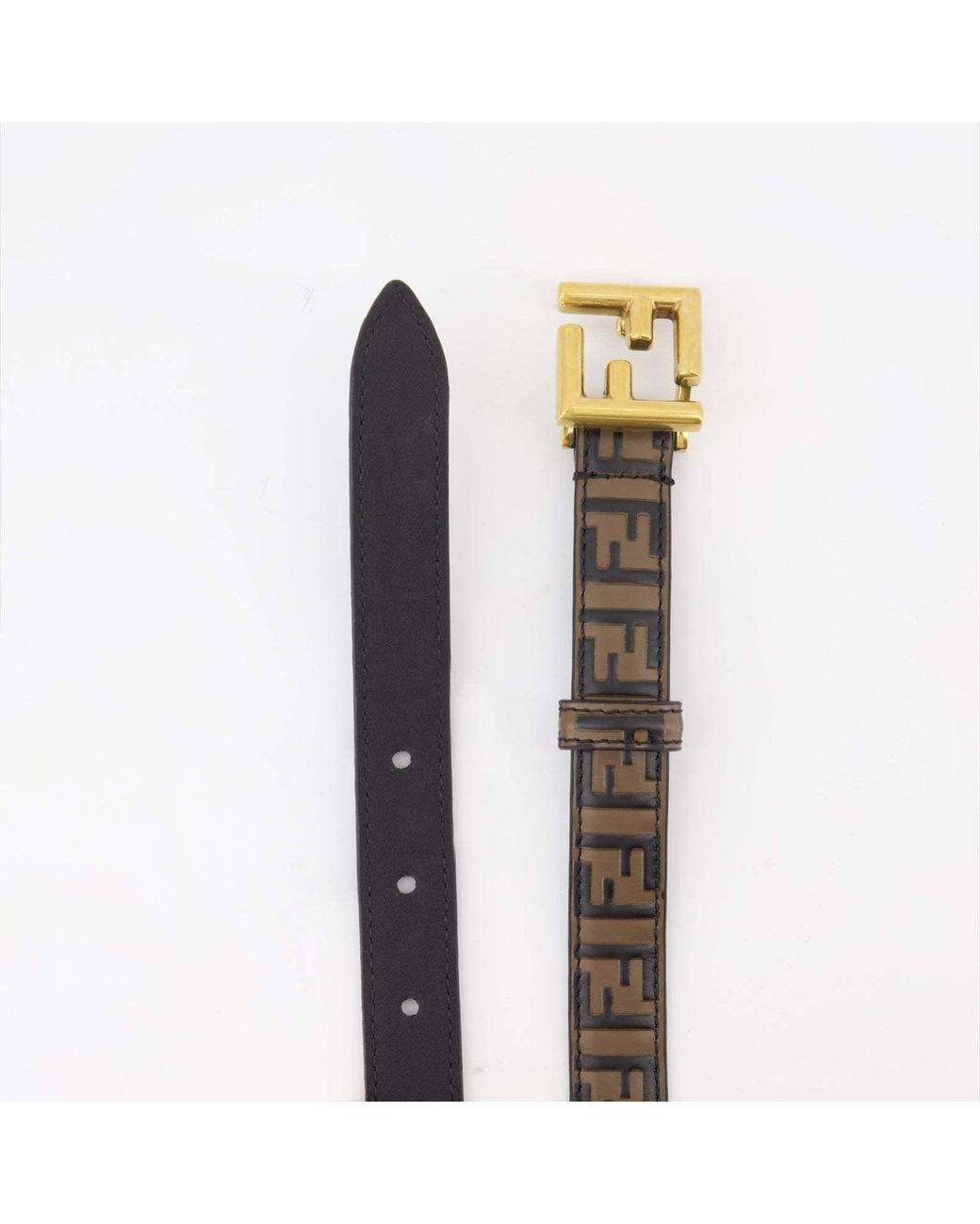 Fendi White Logo Detailed Buckled Belt