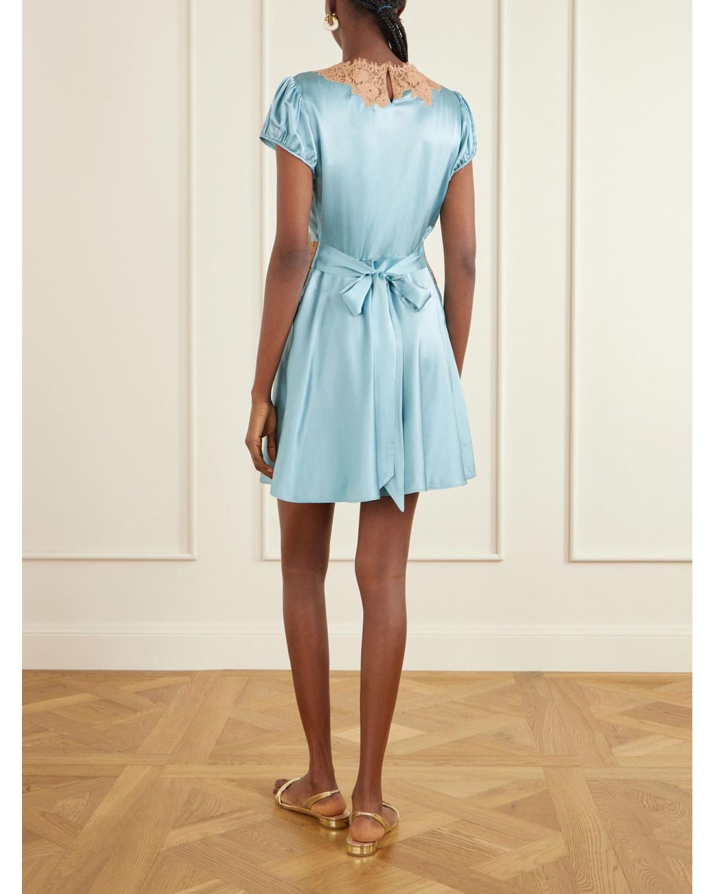 Doen Blue Lace-Paneled Dress