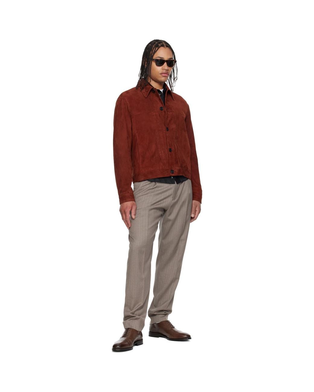 Paul Smith Red Slim Fit Denim Style Suede Jacket for men