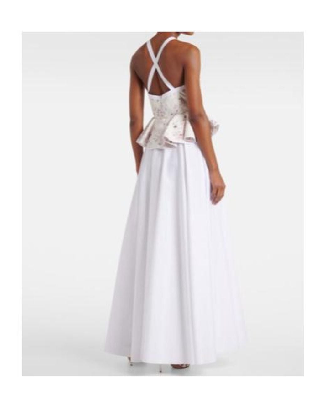 Giambattista Valli White Ruffled Floral Lace Gown