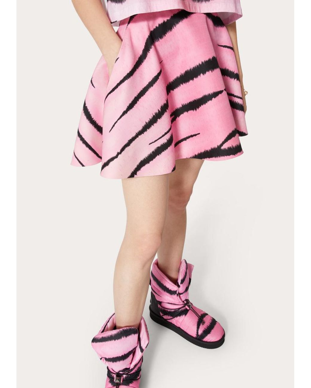 Valentino Pink Tiger 1967 Printed Crepe Couture Mini Skirt